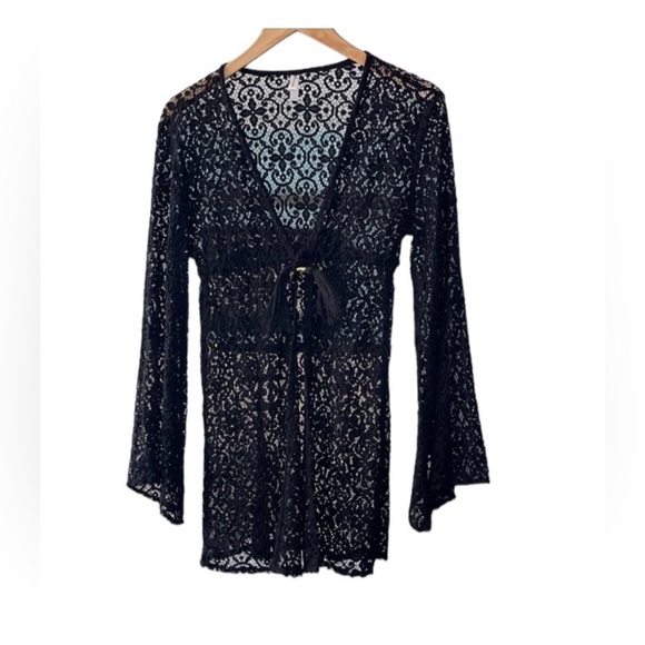 Pilyq Black Lace Swim Cover-Up with Gold Accents - Picture 5 of 6
